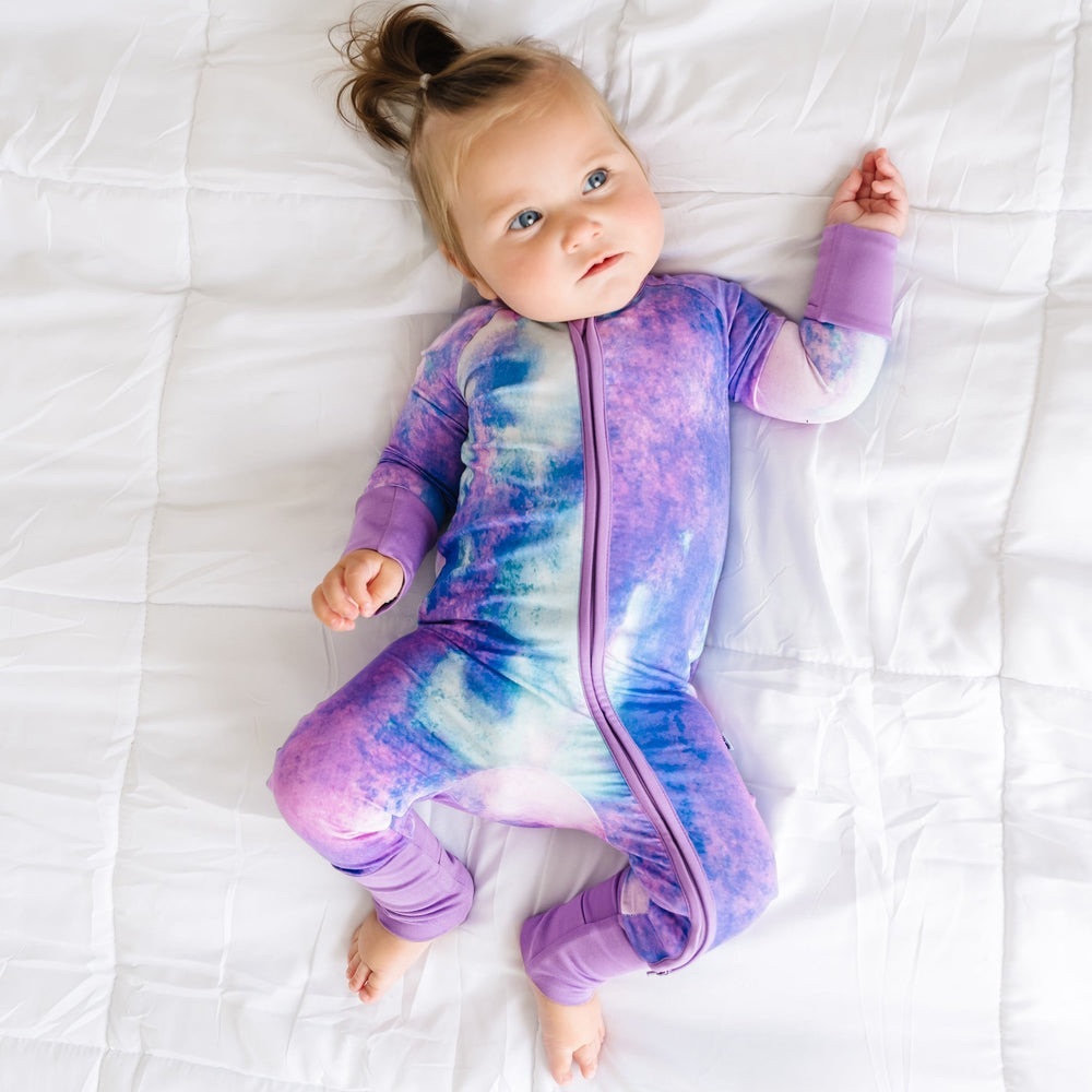 Little Sleepies Purple Watercolor Zippy 12-18m Bamboo